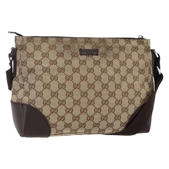 GUCCI GG Canvas Shoulder Bag Beige Silver 114273 Auth - Picture 2 of 16